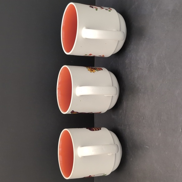 Sheffield Home Ceramic White/Orange Mug Set with Whimsical Gnome Designs. - Picture 5 of 9